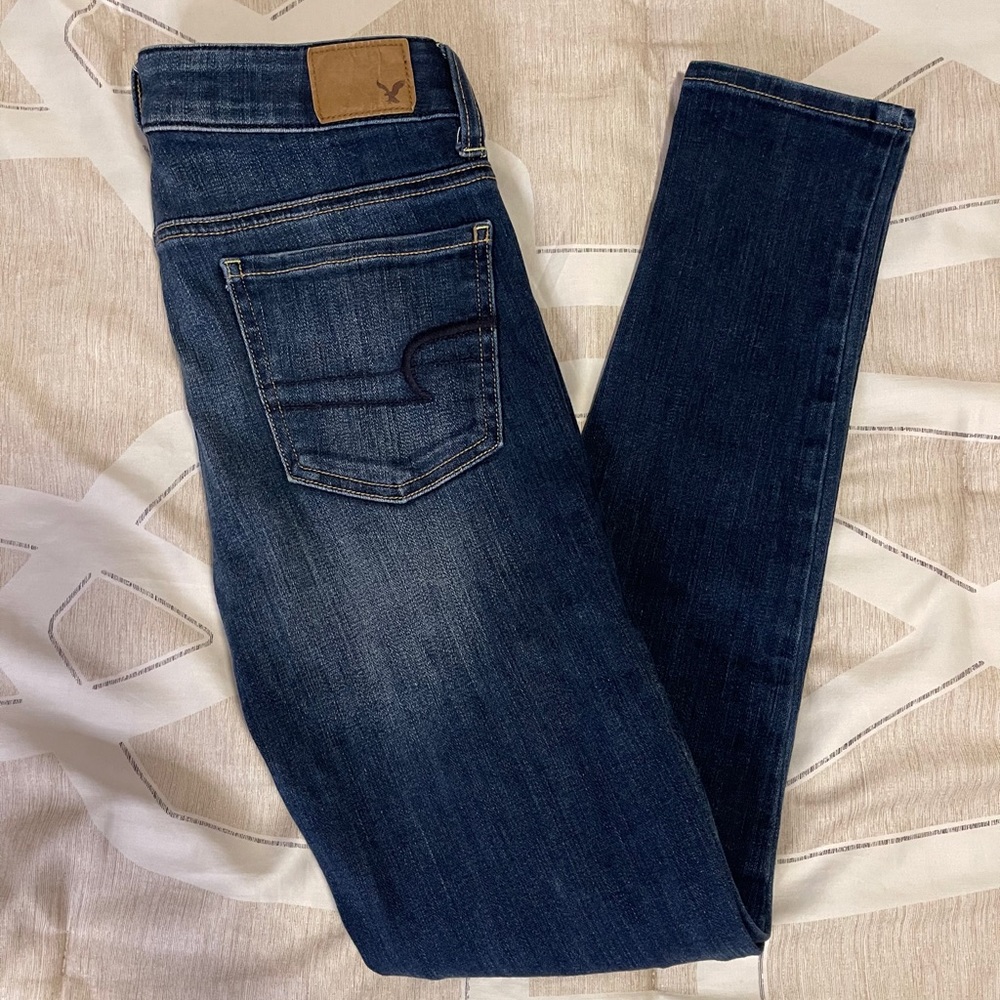 American Eagle Super Stretch Medium Wash Jeggings - Picture 1 of 4